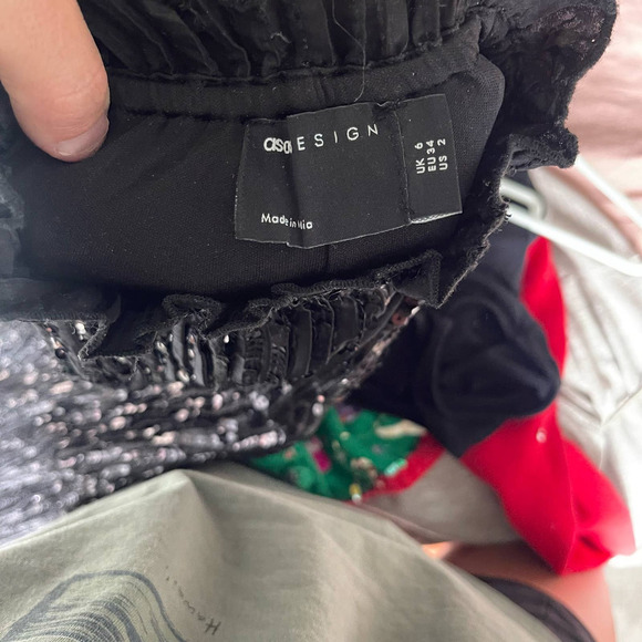 ASOS Design Women's Black Sequin Embellished High Neck Dress Size 2 NWT - Picture 3 of 5